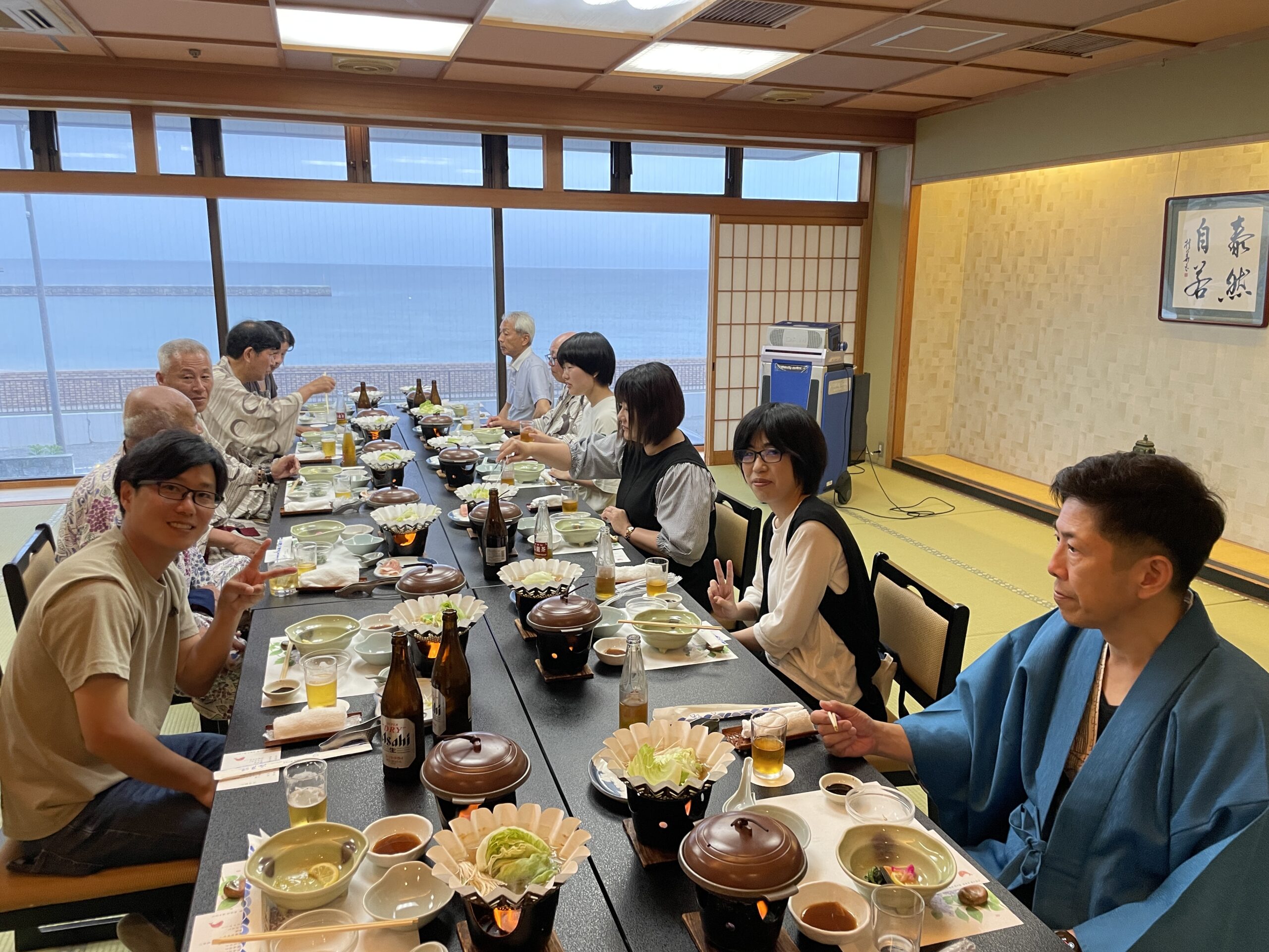 洲本温泉での夕食・乾杯